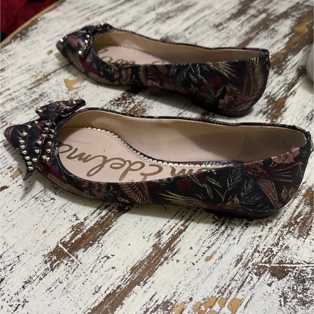 SAM EDELMAN RAISA FLORAL STUDDED FLATS WOMENS Size 8 - Picture 12 of 15